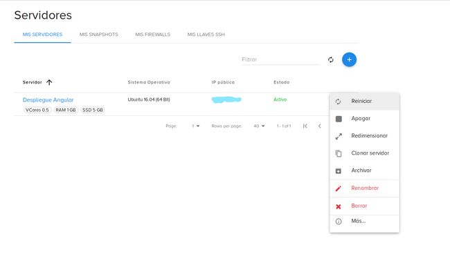 Imagen Panel de control de clouding.io