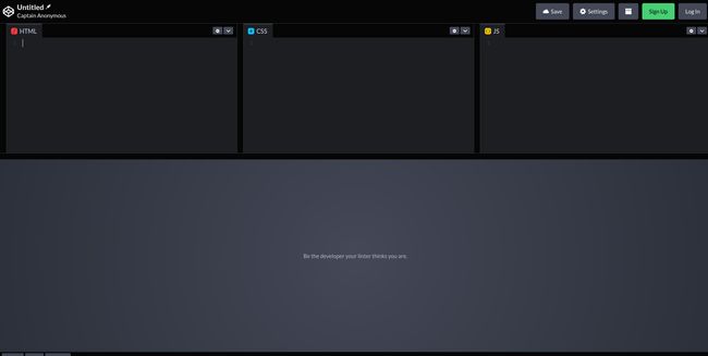 En la página salen 3 bloques uno para HTML, otro para CSS y otro para Javascript